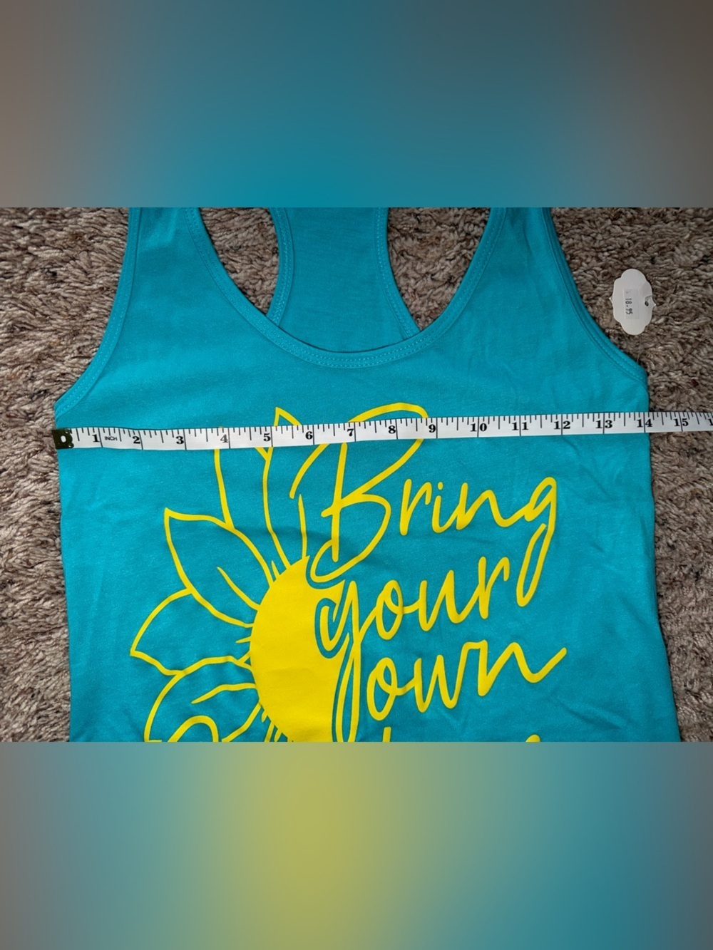 Ideal By Next Level Women’s S Teal Racerback Tank Bring You Own Sunshine - Picture 3 of 6